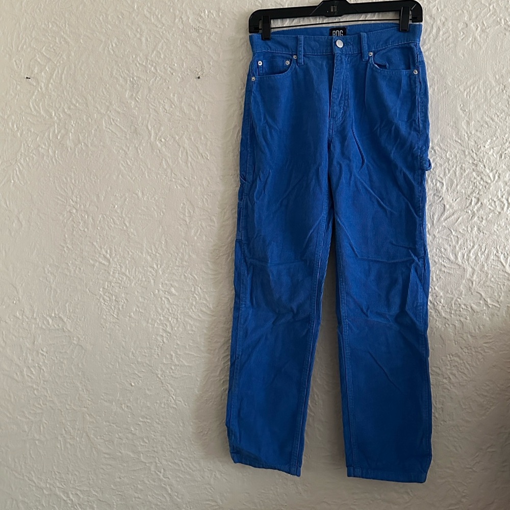 Urban Outfitters BDG Bold Blue Slim Straight Utility Carpenter Cargo Pants 25